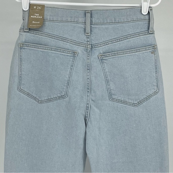 MADEWELL NWT THE MOM JEAN HIGH WAIST RIPPED RAW HEM JEANS HARMAN 26 28 - Picture 7 of 12